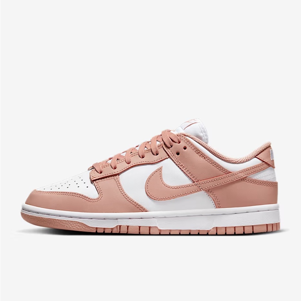Nike Women's Dunk Low Pink and White Sneakers Size 10